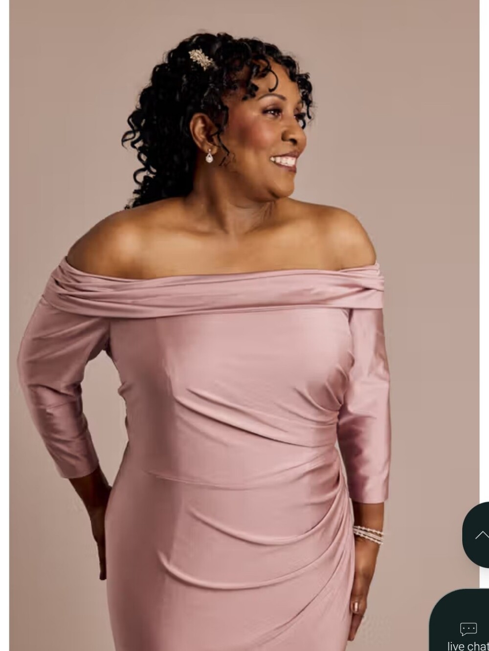 Oleg Cassini Off-the-Shoulder Dusty Rose Gown - Picture 6 of 6